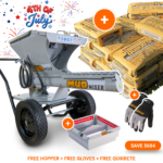 MudMixer Evolution 3225 Continuous Concrete Mixer – 4th of July Bundle | FREE Hopper, FREE Gloves & FREE 1,200 lbs Quikrete