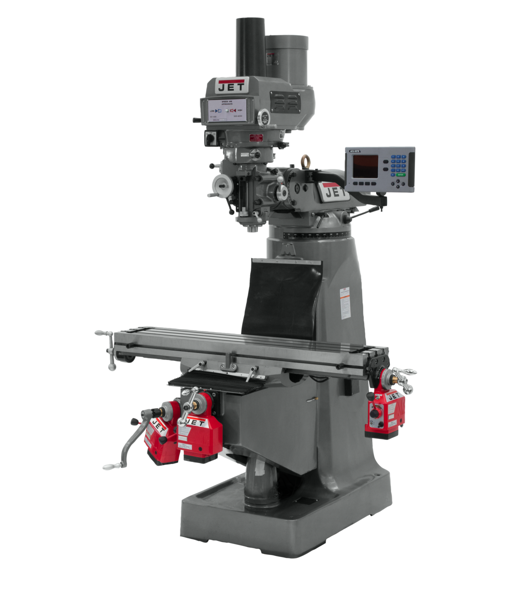 690430_main.png Jet JTM-4VS Mill With 3-Axis ACU-RITE 203 DRO (Knee) With X, Y and Z-Axis Powerfeeds and Power Draw Bar 690430 - Image 1