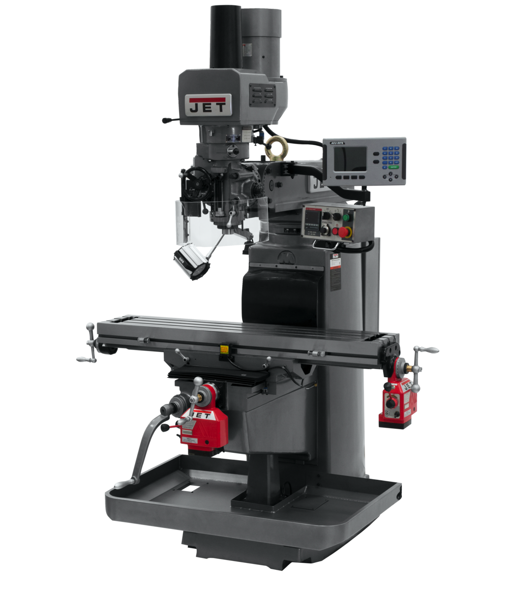 690627_main.png Jet JTM-1050EVS2/230 Mill With 3-Axis Acu-Rite 203 DRO (Knee) With X and Y-Axis Powerfeeds and Air Powered Draw Bar 690627 - Image 1