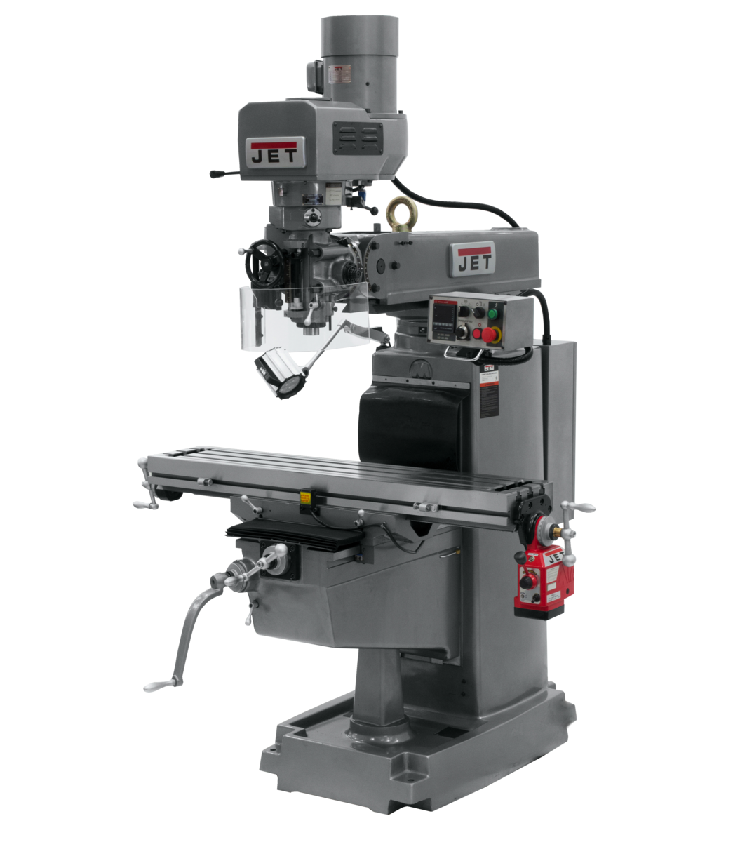 690642_main.png Jet JTM-1050EVS2/230 Mill With 3-Axis Newall DP700 DRO (Knee) With X and Y-Axis Powerfeeds and Air Powered Draw Bar 690642 - Image 1