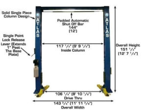 Atlas® OH-10X Ex-Tall/Ex-Wide 2 Post Lift 10,000 lbs - Image 8