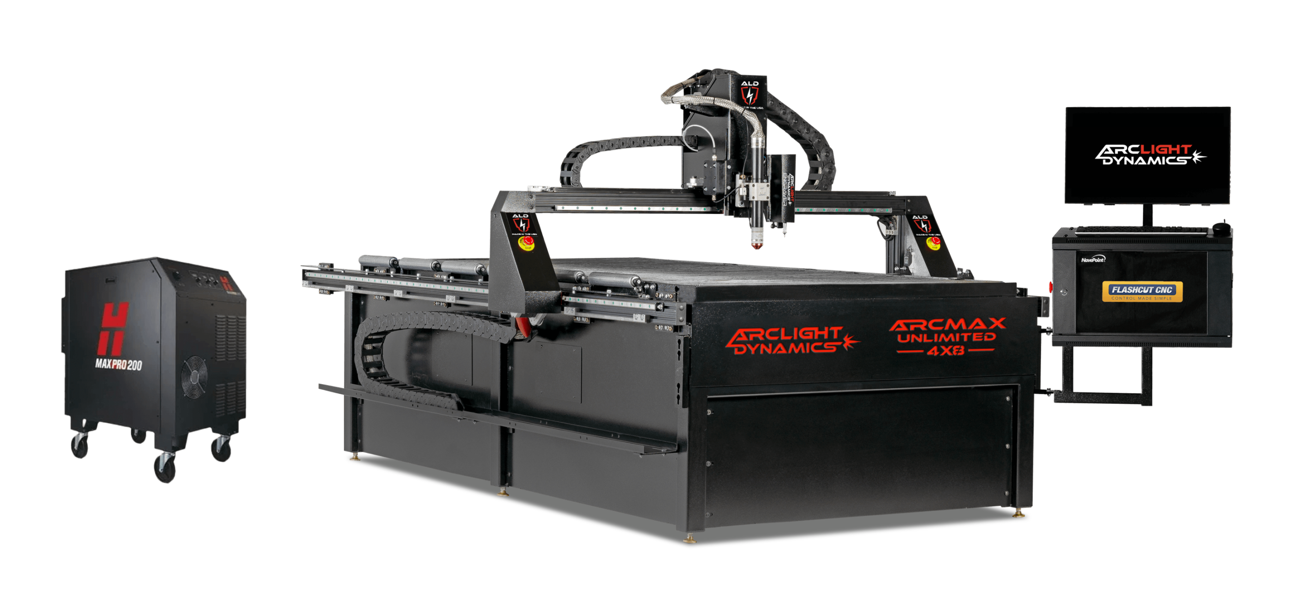 Arc-Max-Unlimited-4x8-CNC-Plasma-Table-black-scaled-1.png Arclight Arc Max Unlimited 4x8 CNC Plasma Table With 3” Thick Mild Steel Capacity and Flashcut Control System - Image 1