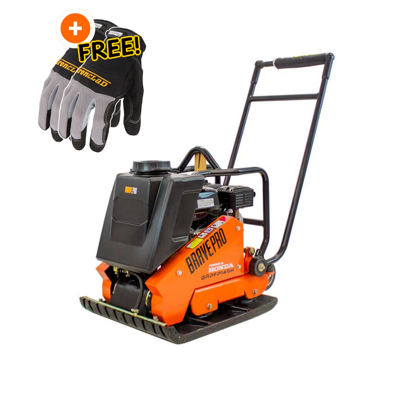 BRPFP145H.png BravePro Forward Plate Compactor | 20 In. | Rubber Mat, Tank, and Wheel Kit | Honda GX160 - Image 1