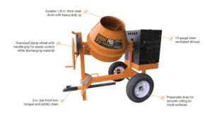 7 Cu Ft Concrete Mixer | Brave | Steel Drum | Honda Gas | Towable - Image 2