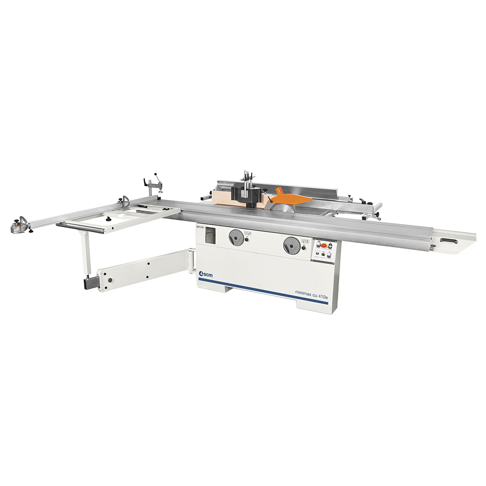 SCMMXCU410E-1 Minimax Single-Phase 4.8Hp (x3) 8.5 Combination machine 12′ main blade w/16″ Tersa cutterblock w/mortiser, 1.25″ interchangeable tilting spindle, DADO, wheels for movement - Image 1