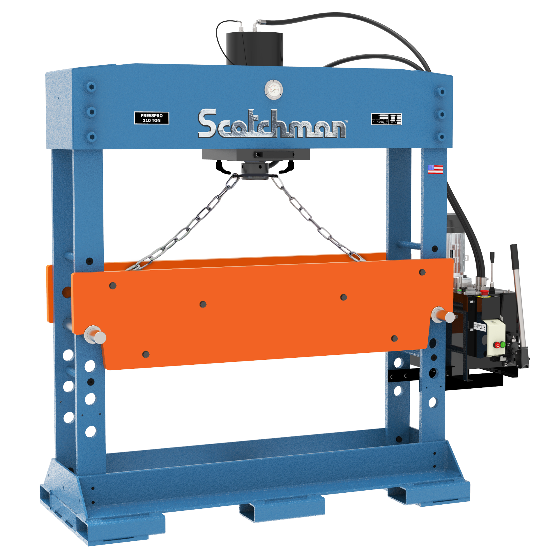 Scotchman20PressPro20110W20-20wide20frame20-20USA20MADE_no-V-Blocks_0 Scotchman PressPro Wide 460V Three Phase 110 Ton Hydraulic Press 851114 - Image 1