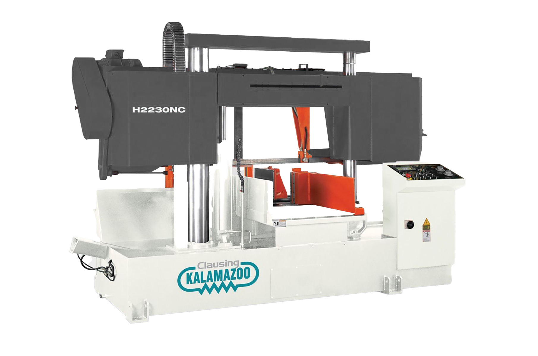 h2430nc-1.png Clausing Kalamazoo 230V Three Phase 24” Double-Column Variable-Speed Automatic NC Horizontal Bandsaw H2430NC - Image 1