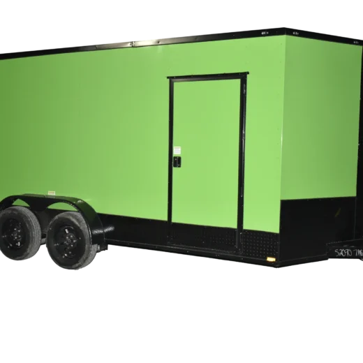 QC252 Quality 7x16 Enclosed Trailer TA Elec Green Blackout 84"
