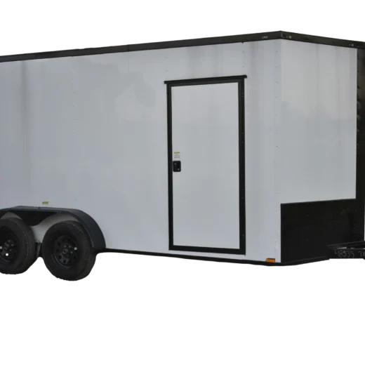 QC253 Quality 7x16 Enclosed Trailer TA White Blackout 84"